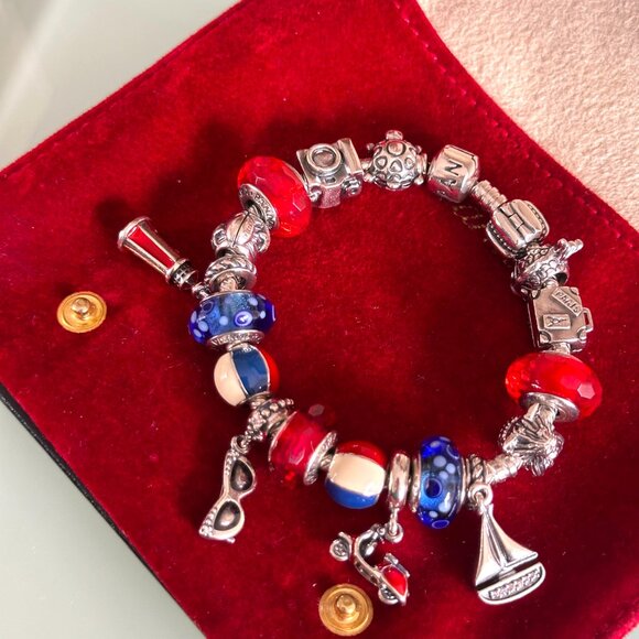 Authentic Pandora Charm Bracelet | Murano Glass & Sterling Charms - Picture 8 of 12